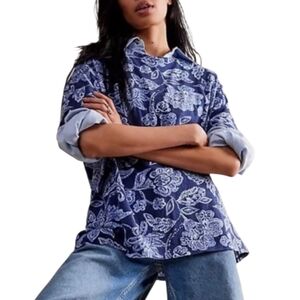 We The Free Nina Tee Navy Floral Combo Sz M